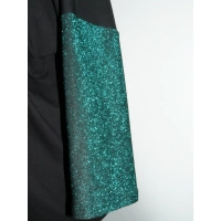 Bluzka Linda czarna z błyszczącymi zielonymi wstawkami